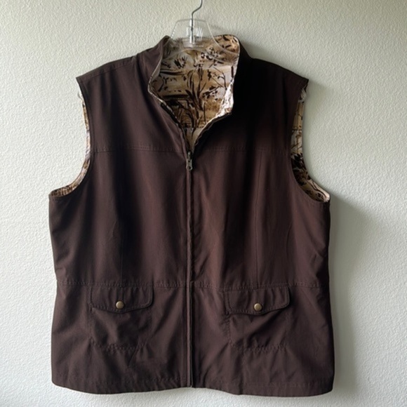 Chico's Jackets & Blazers - Chico's Vest Reversible animal print brown tones size 3 or size 16